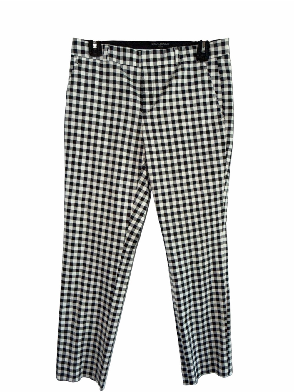 Banana Republic Navy Gingham Ryan Fit Pants size 4P - Picture 2 of 10